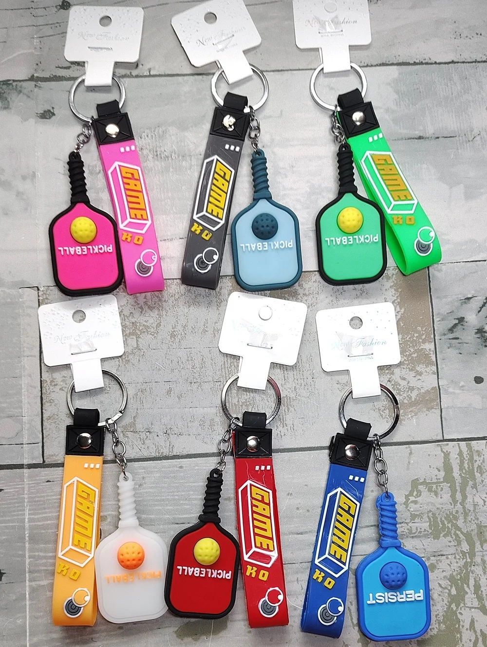 Pickleball Paddle Keychain - Multiple Colors Paddle & Ball Keyring